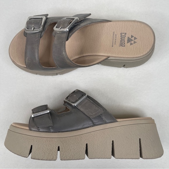 Cougar Astrid Leather Wedge Sandals Putty Size 10 - Picture 1 of 15